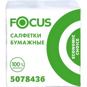 Салфетки бумажные 20х24см, 1-слойные Focus, белые, 100шт., 1152 уп.