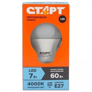 Лампа светодиодная Старт ECO LED (7Вт, E27, грушевидная) нейтральный белый, 10шт.